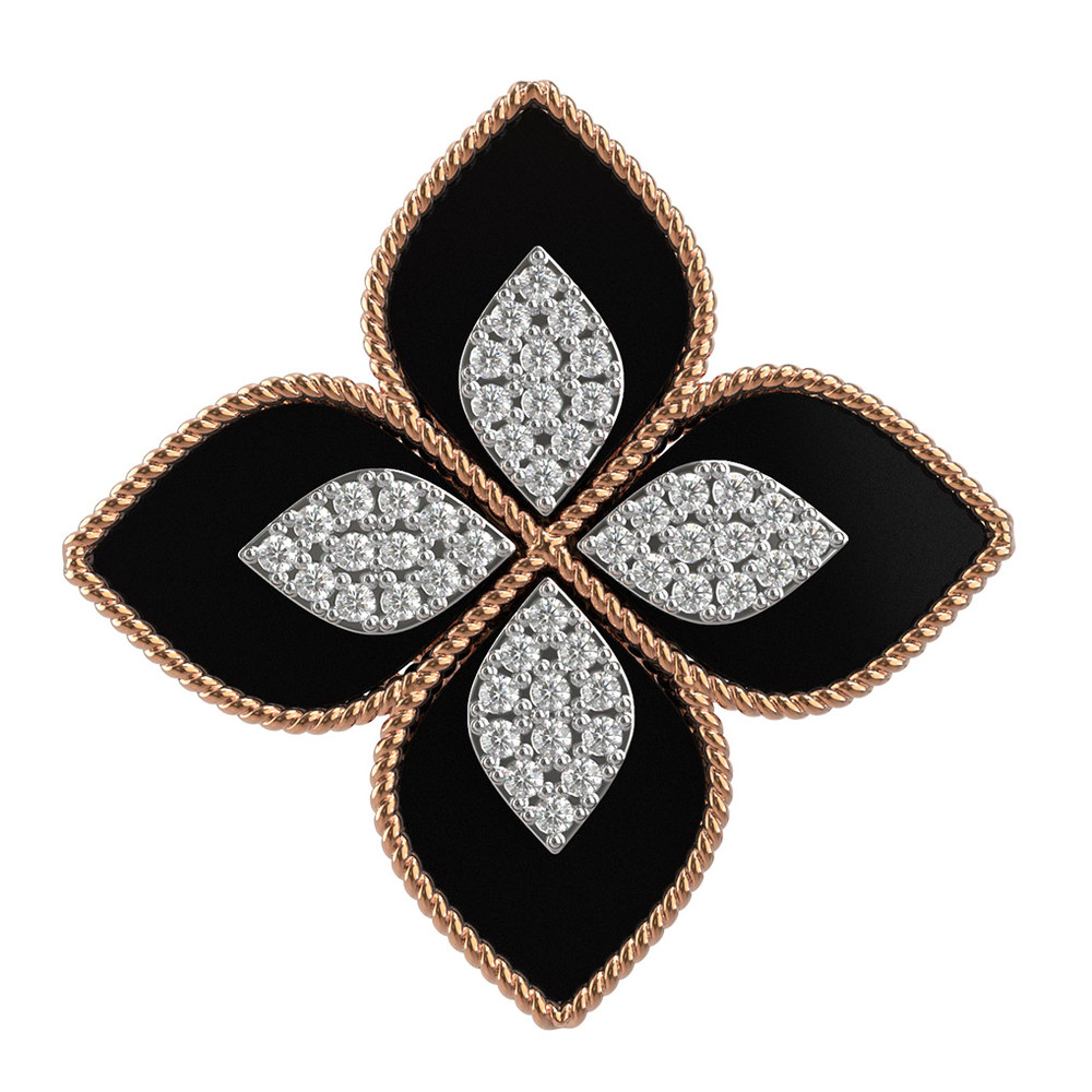 Кольцо из золота c бриллиантами и ониксом