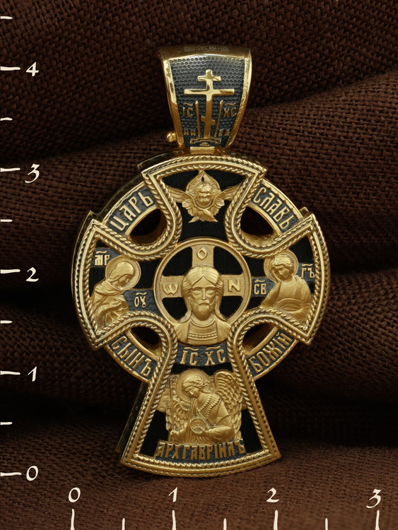 Крест из лимонного золота c эбеновым деревом