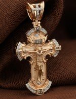 Крест из золота 585 пробы c бриллиантами