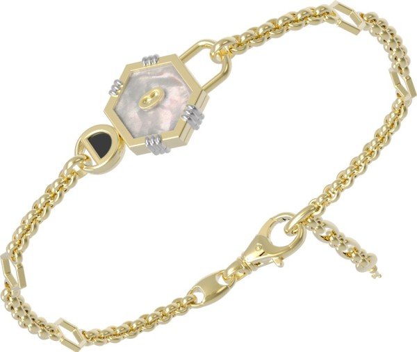 Браслет из лимонного золота c ониксом и перламутром