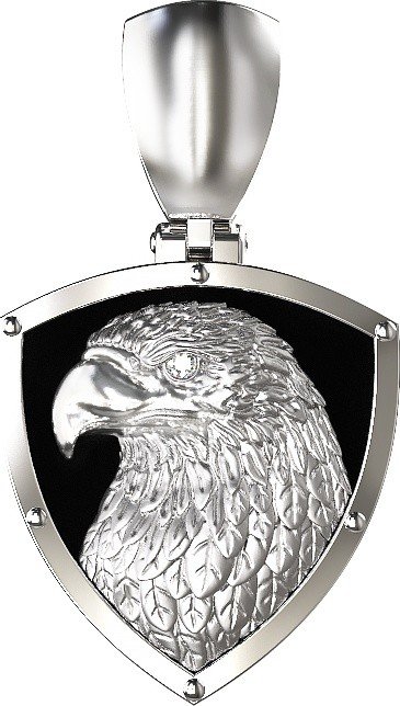 Подвеска из белого золота 585 пробы c бриллиантами и ониксом