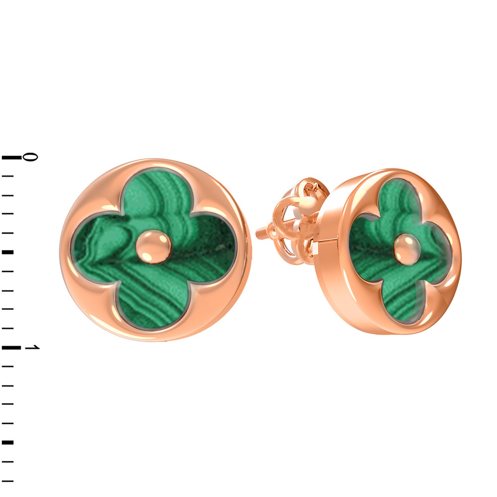 Серьги из золота c малахитом