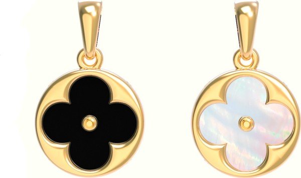 Подвеска из лимонного золота c ониксом и перламутром