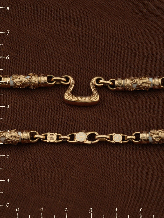 Цепь из золота c эмалью и бивнем мамонта