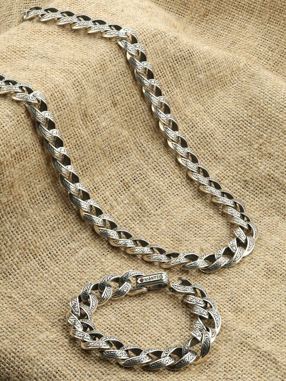 Цепь из серебра c рубином