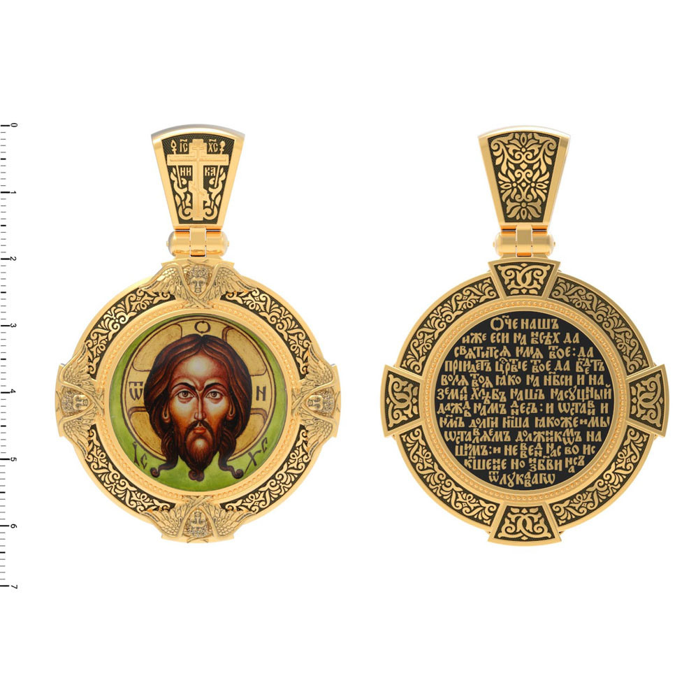 Образок из лимонного золота c эмалью, иконописью и темперой