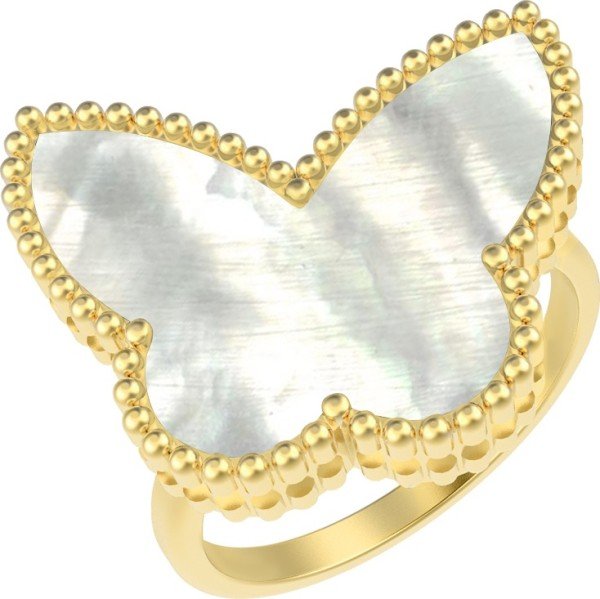 Кольцо из лимонного золота c перламутром