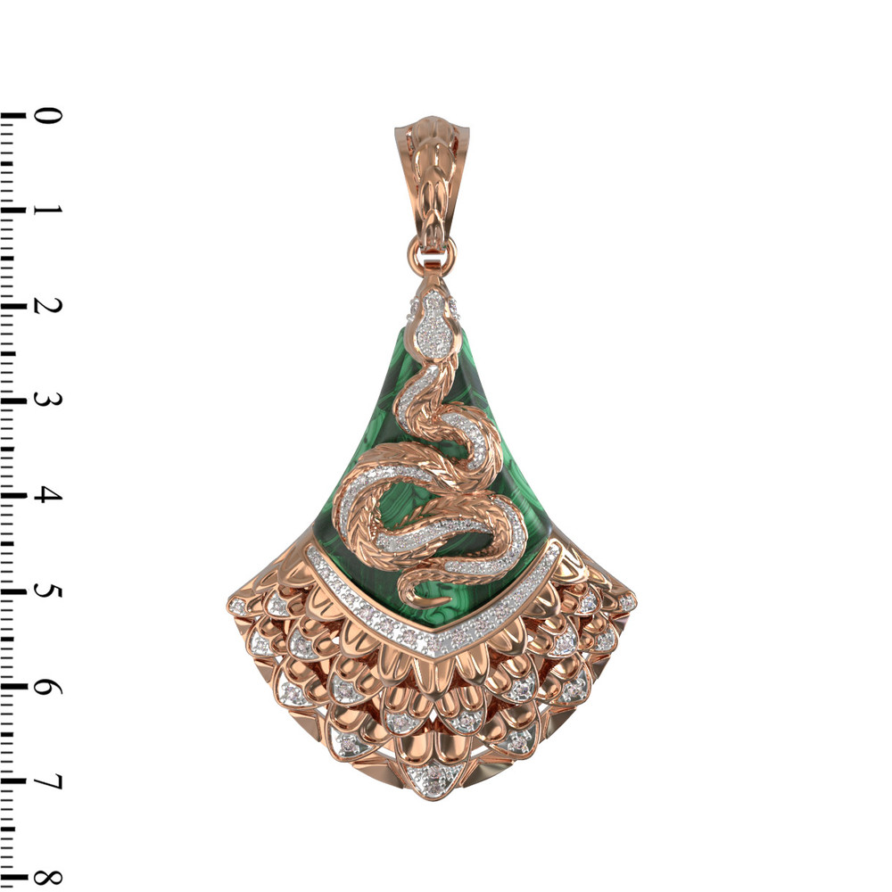 Подвеска из золота c бриллиантами и малахитом