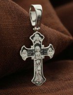 Крест из белого золота 585 пробы c бриллиантами