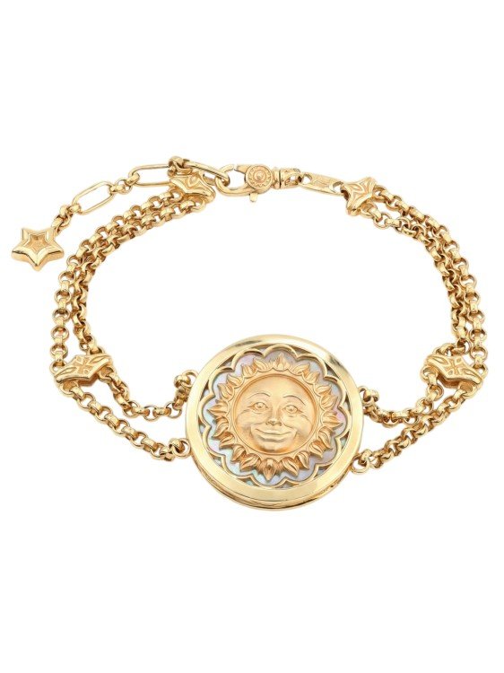 Браслет из лимонного золота c ониксом и перламутром