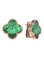 Серьги из золота 585 пробы c малахитом