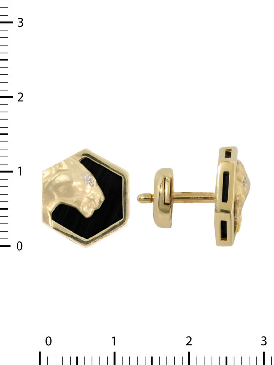 Серьги из лимонного золота c бриллиантами и ониксом
