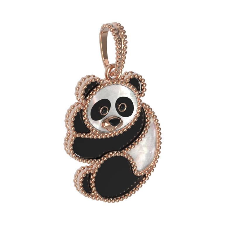 Подвеска из золота c эмалью, ониксом и перламутром