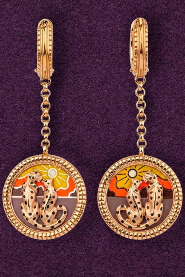 Серьги из золота 585 пробы c эмалью