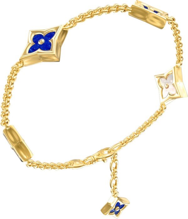 Браслет из лимонного золота 585 пробы c лазуритом и перламутром