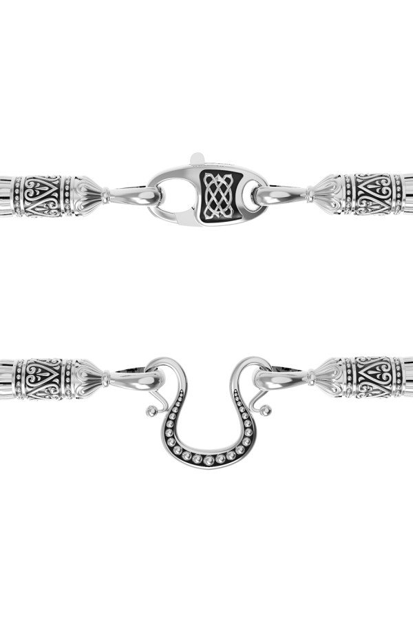 Гайтан из белого золота c кожаным шнурком