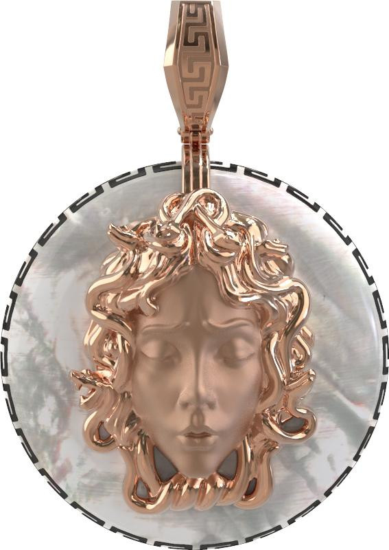 Подвеска из золота c эмалью и перламутром