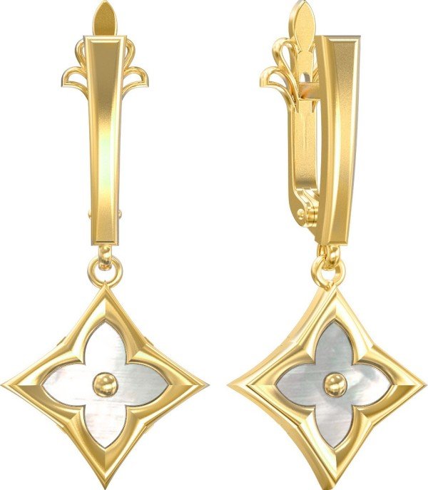 Серьги из лимонного золота c перламутром