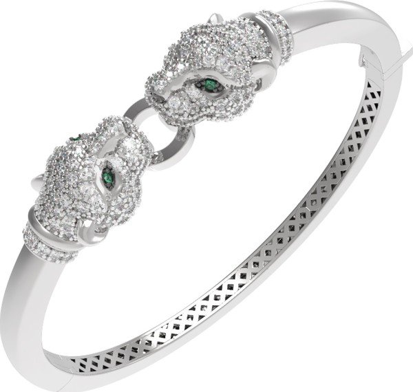 Браслет из белого золота c бриллиантами и изумрудом