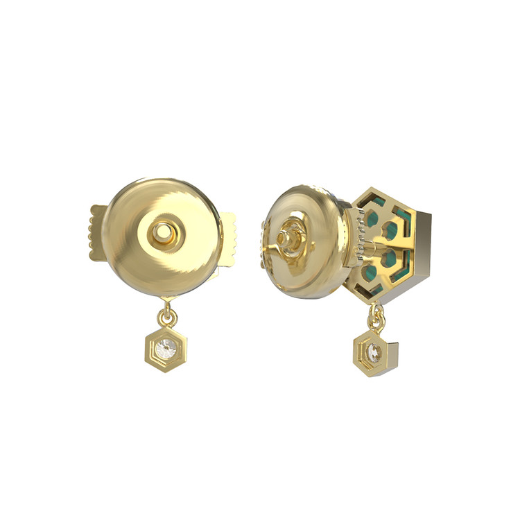 Серьги из лимонного золота c бриллиантами и малахитом