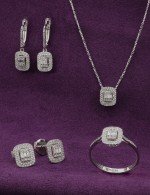 Серьги из белого золота 585 пробы c бриллиантами