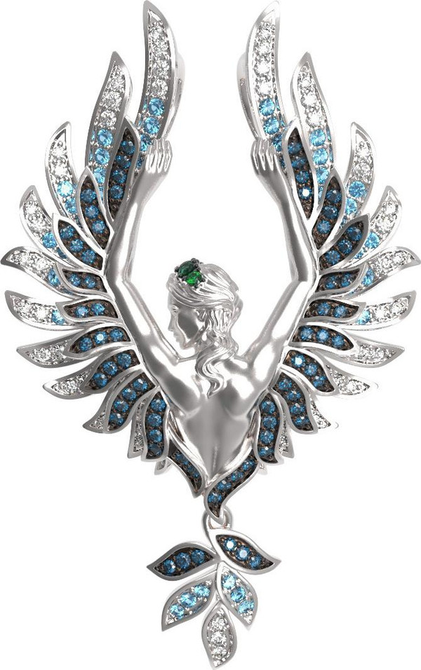 Подвеска из белого золота c фианитом