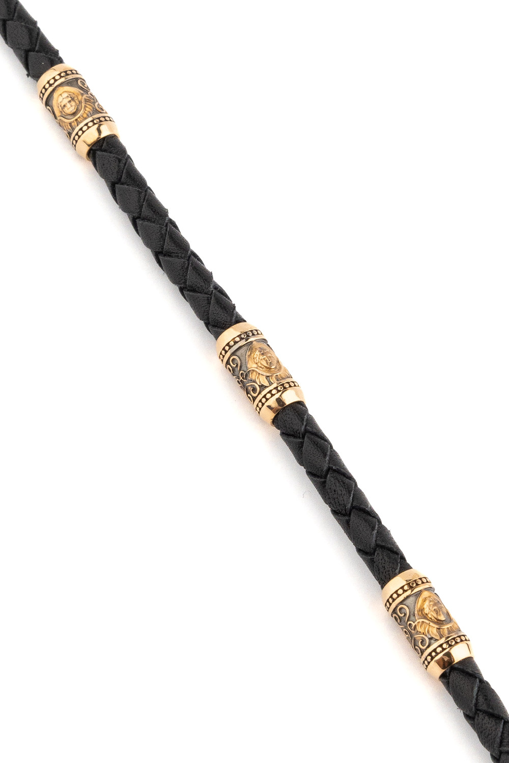 Браслет из золота c кожаным шнурком