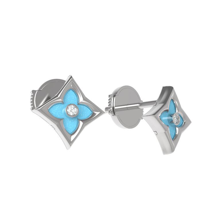 Серьги из белого золота c бриллиантами и бирюзой