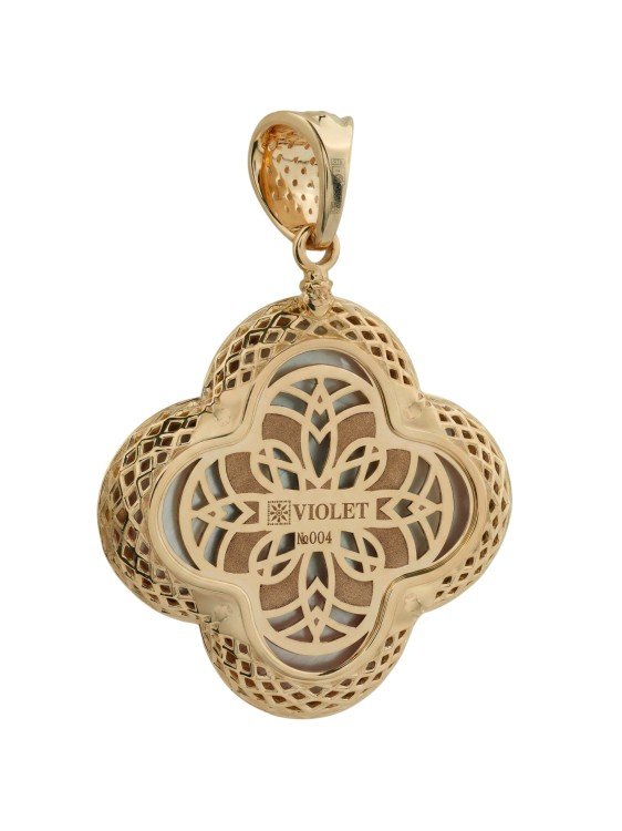 Подвеска из золота c эмалью и перламутром