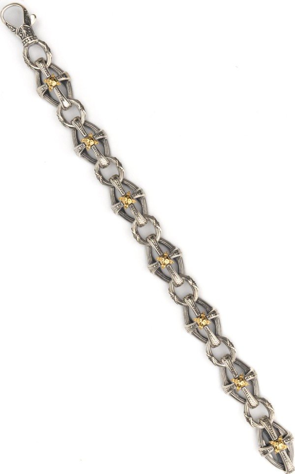 Браслет из серебра 925 пробы и золота 750 пробы c рубином