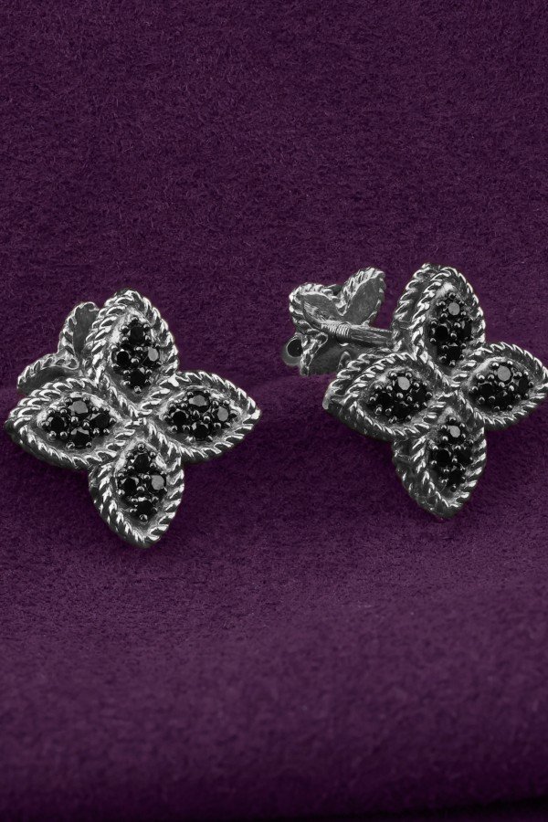 Серьги из белого золота 585 пробы c бриллиантами