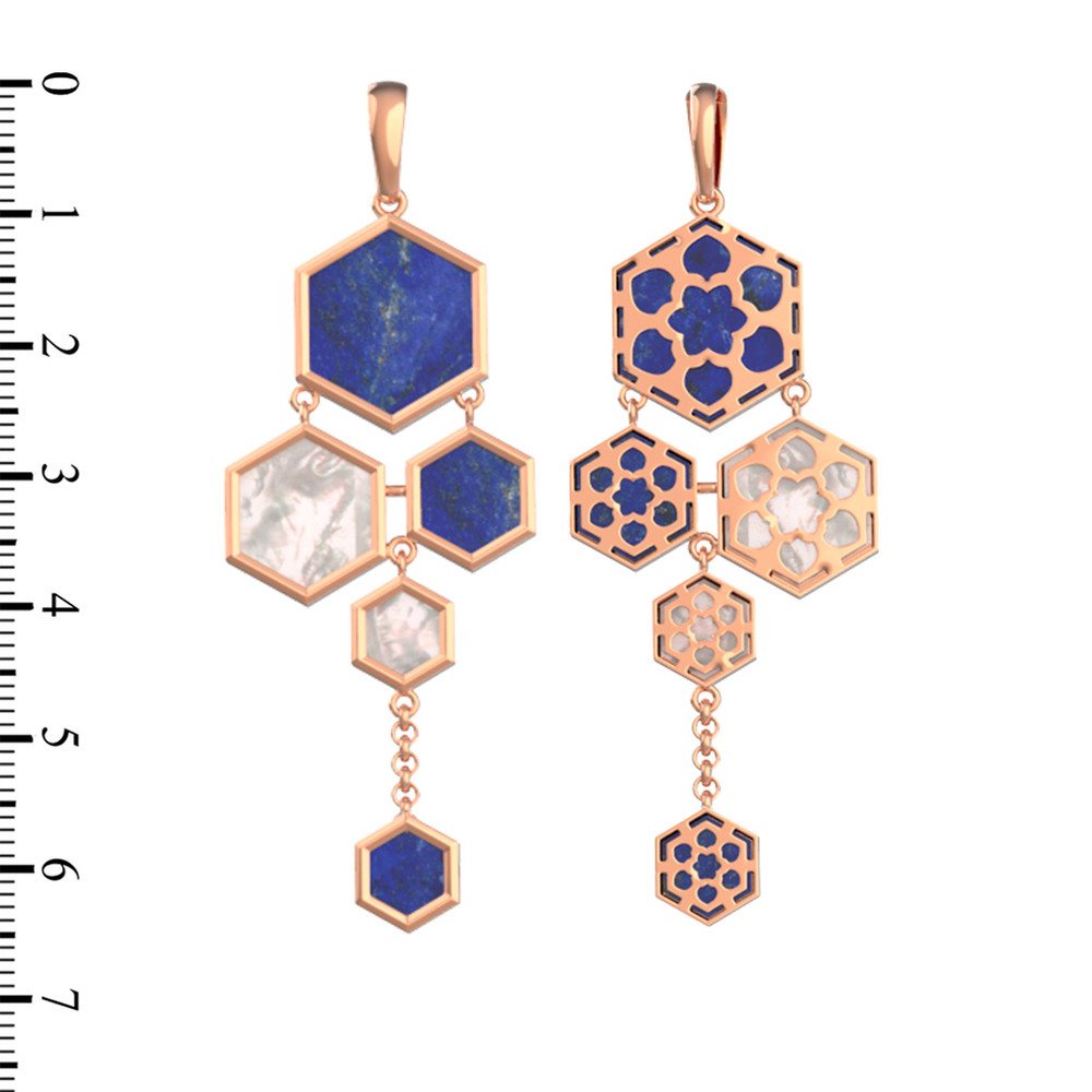 Подвеска из золота c лазуритом и перламутром