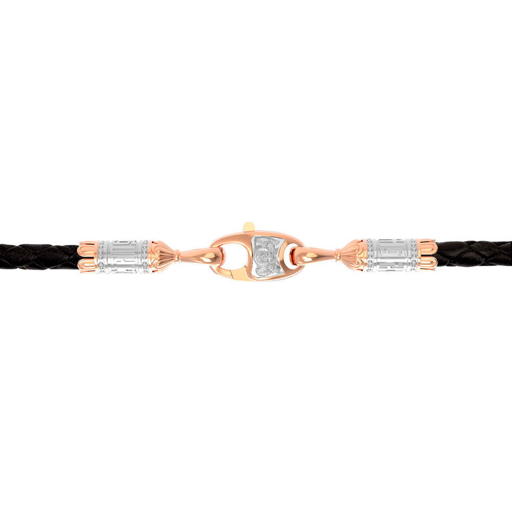 Гайтан из золота c кожаным шнурком