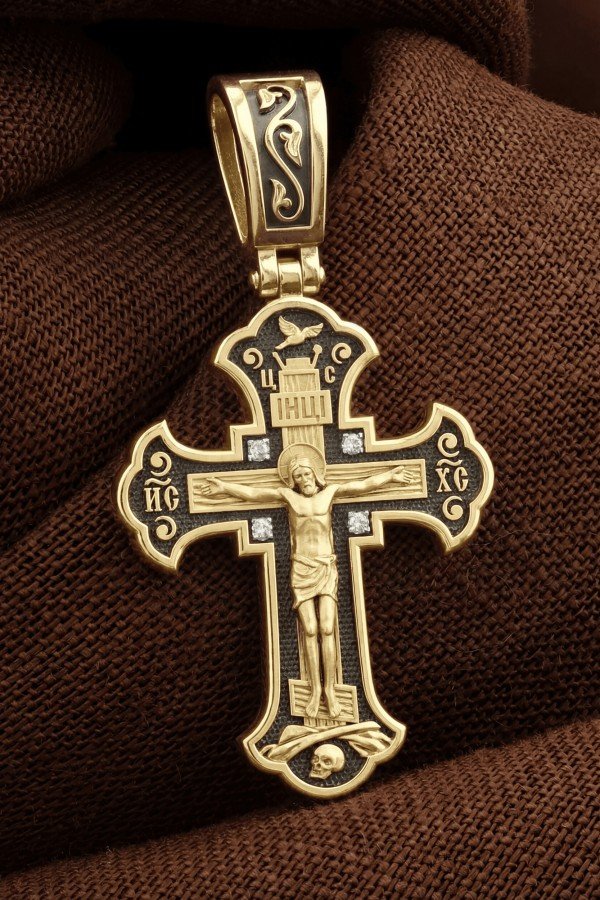 Крест из лимонного золота c бриллиантами