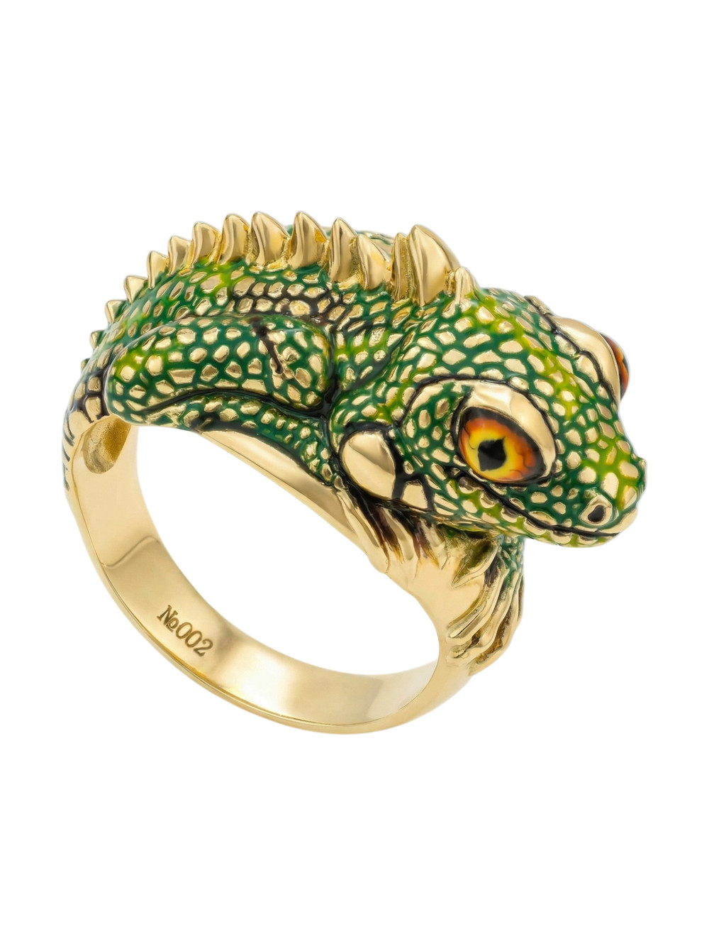 Кольцо из лимонного золота c эмалью и рубином