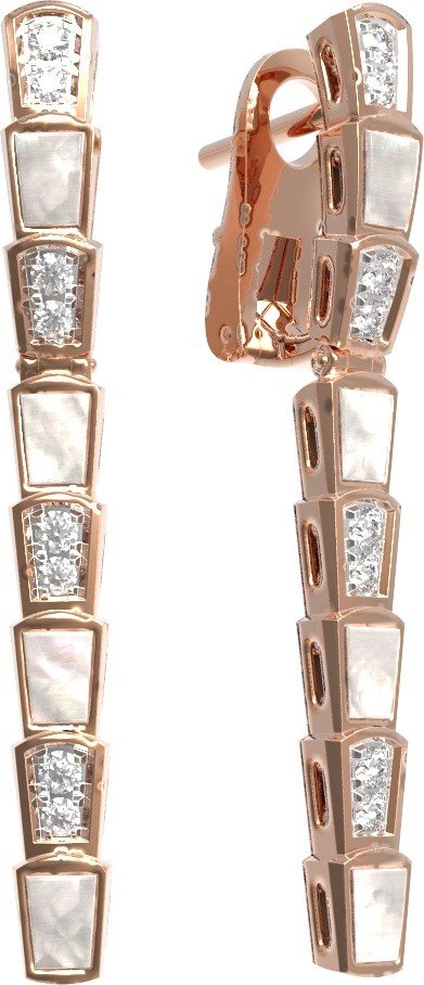 Серьги из золота c бриллиантами и перламутром