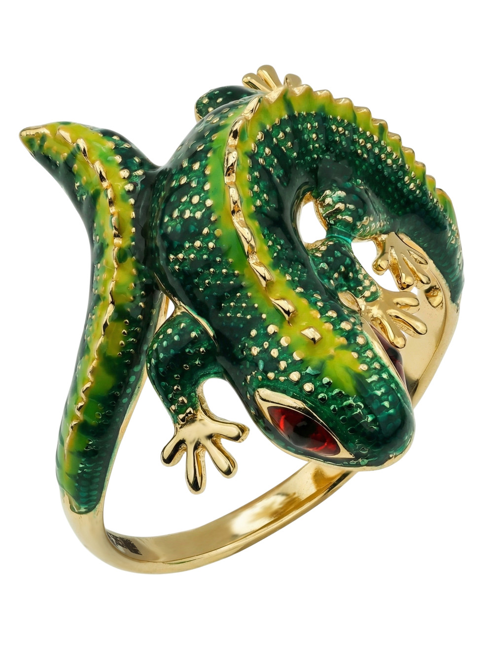 Кольцо из лимонного золота c эмалью