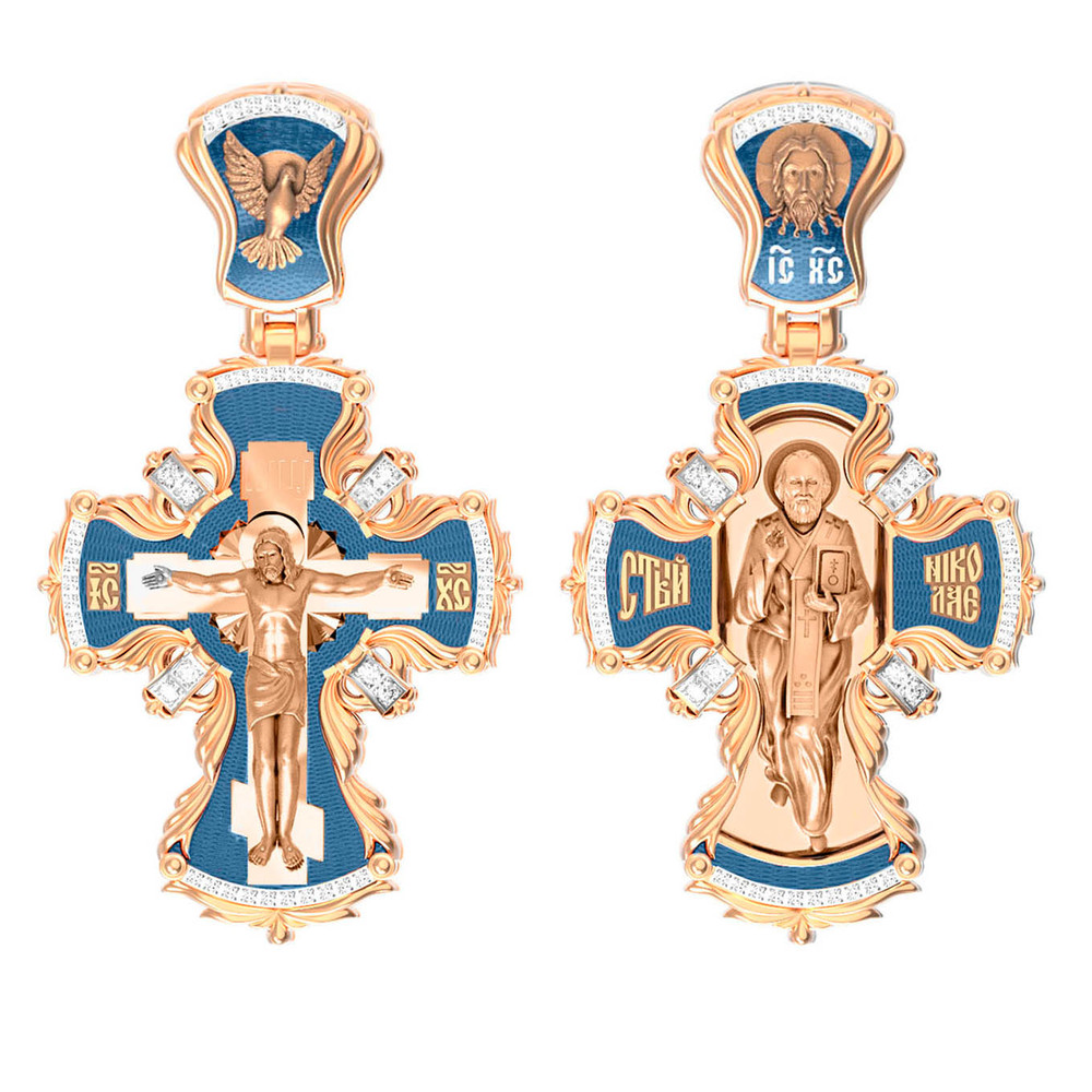 Крест из золота c эмалью и бриллиантами