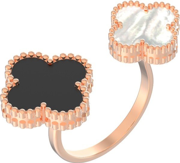 Кольцо из золота c ониксом и перламутром