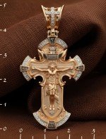 Крест из золота 585 пробы c бриллиантами