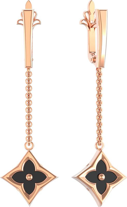 Серьги из золота c ониксом