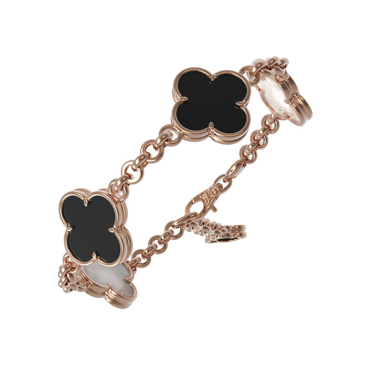 Браслет из золота c ониксом и перламутром