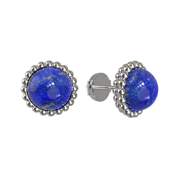 Серьги из белого золота c лазуритом