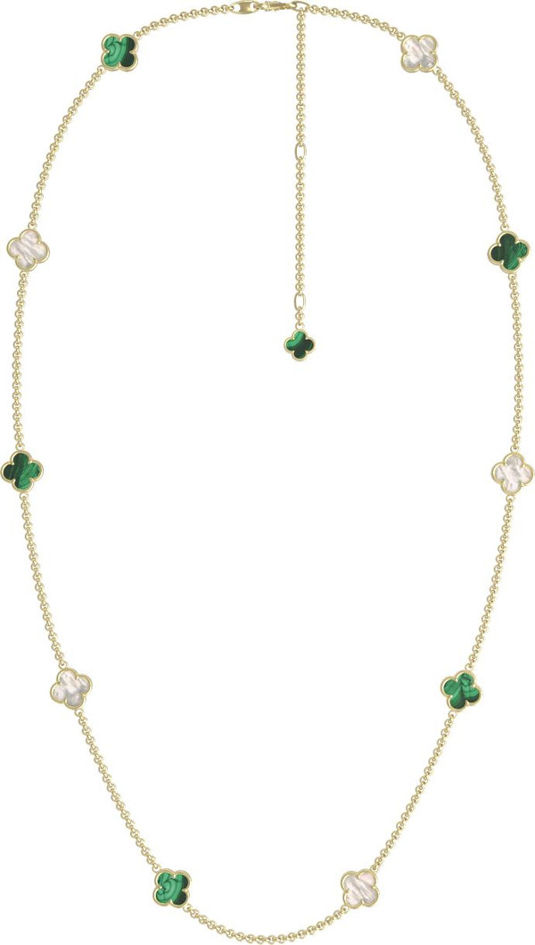 Колье из лимонного золота c малахитом и перламутром