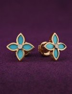 Серьги из золота 585 пробы c бриллиантами и бирюзой