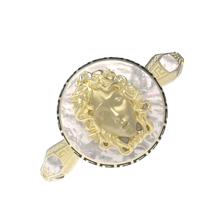 Браслет из лимонного золота c эмалью и перламутром