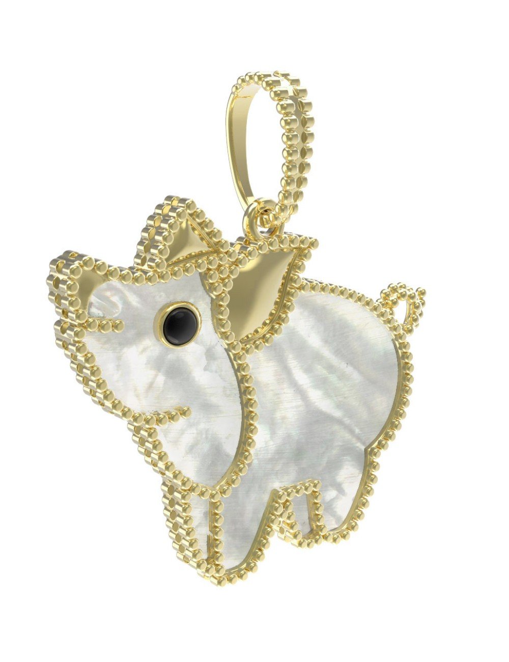 Подвеска из лимонного золота 585 пробы c эмалью и перламутром