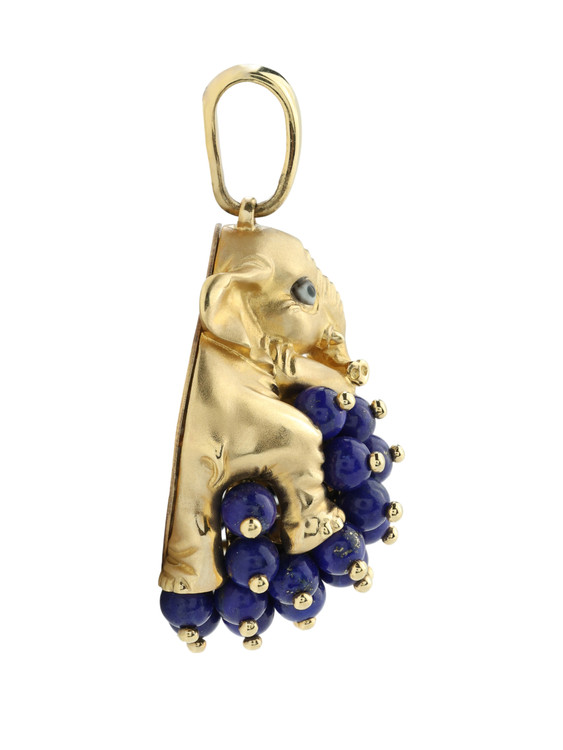 Подвеска из лимонного золота c эмалью и лазуритом