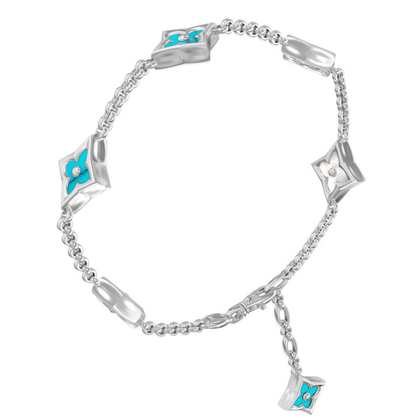 Браслет из белого золота c бирюзой и перламутром