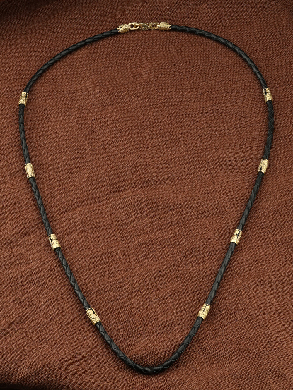 Гайтан из лимонного золота c кожаным шнурком